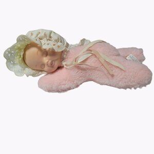 Vintage Eden Sleeping Baby Doll 8 inch Wind Up Musical Plush Pillow Lying Down